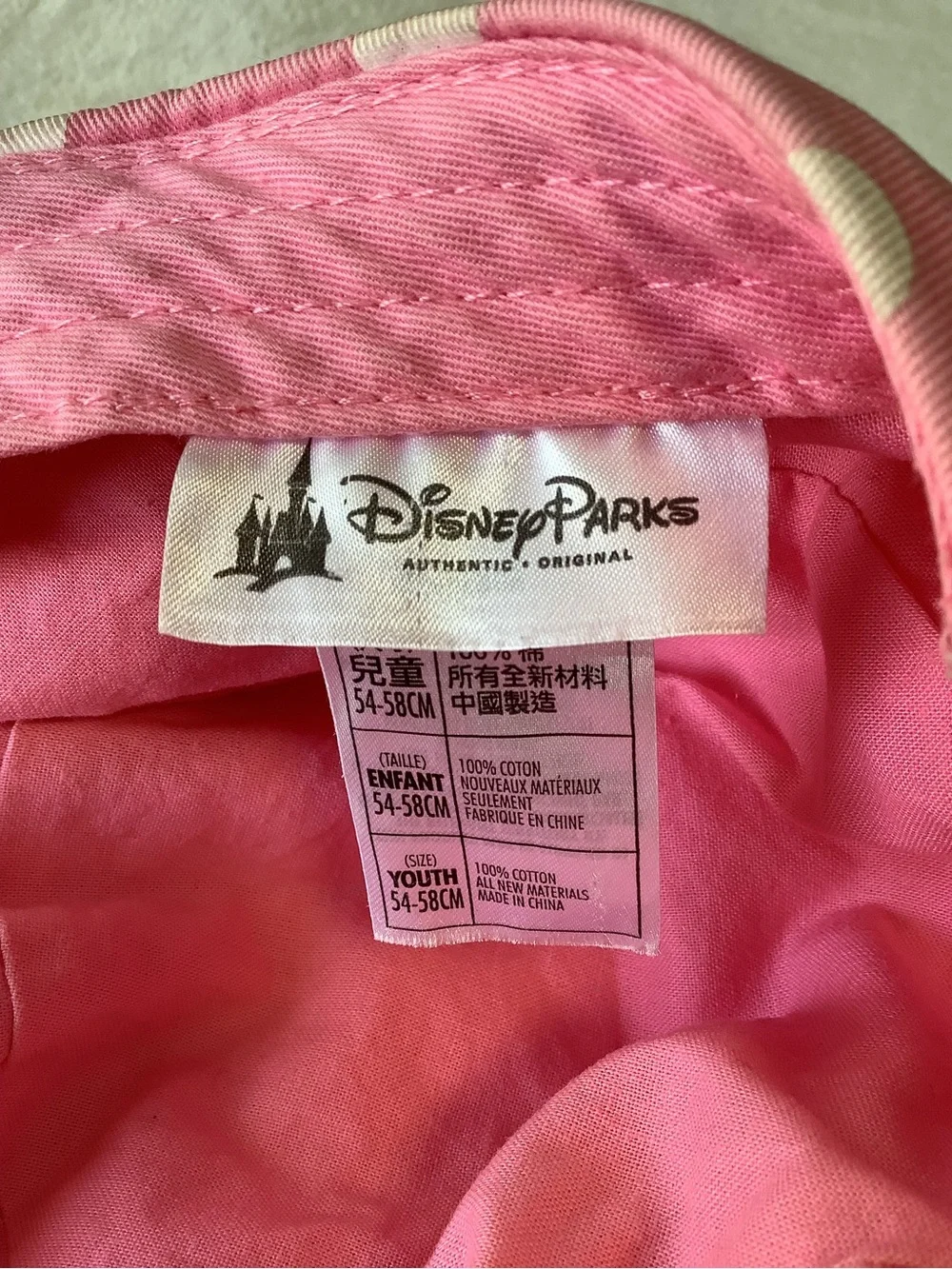 Disney Parks Minnie Mouse Pink White Polka Dot Youth Hat Adjustable